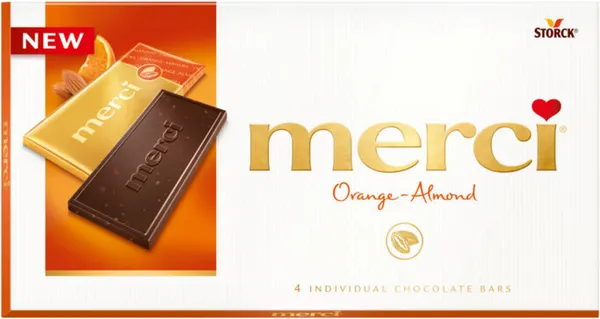 Шоколад MERCI черен портокал и бадем100 г