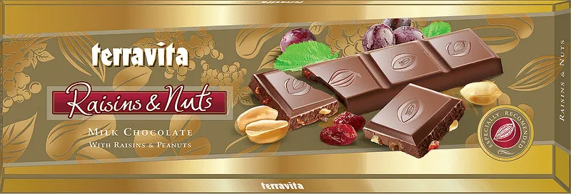Шоколад TERRAVITA фъст.и стафиди 225 гр