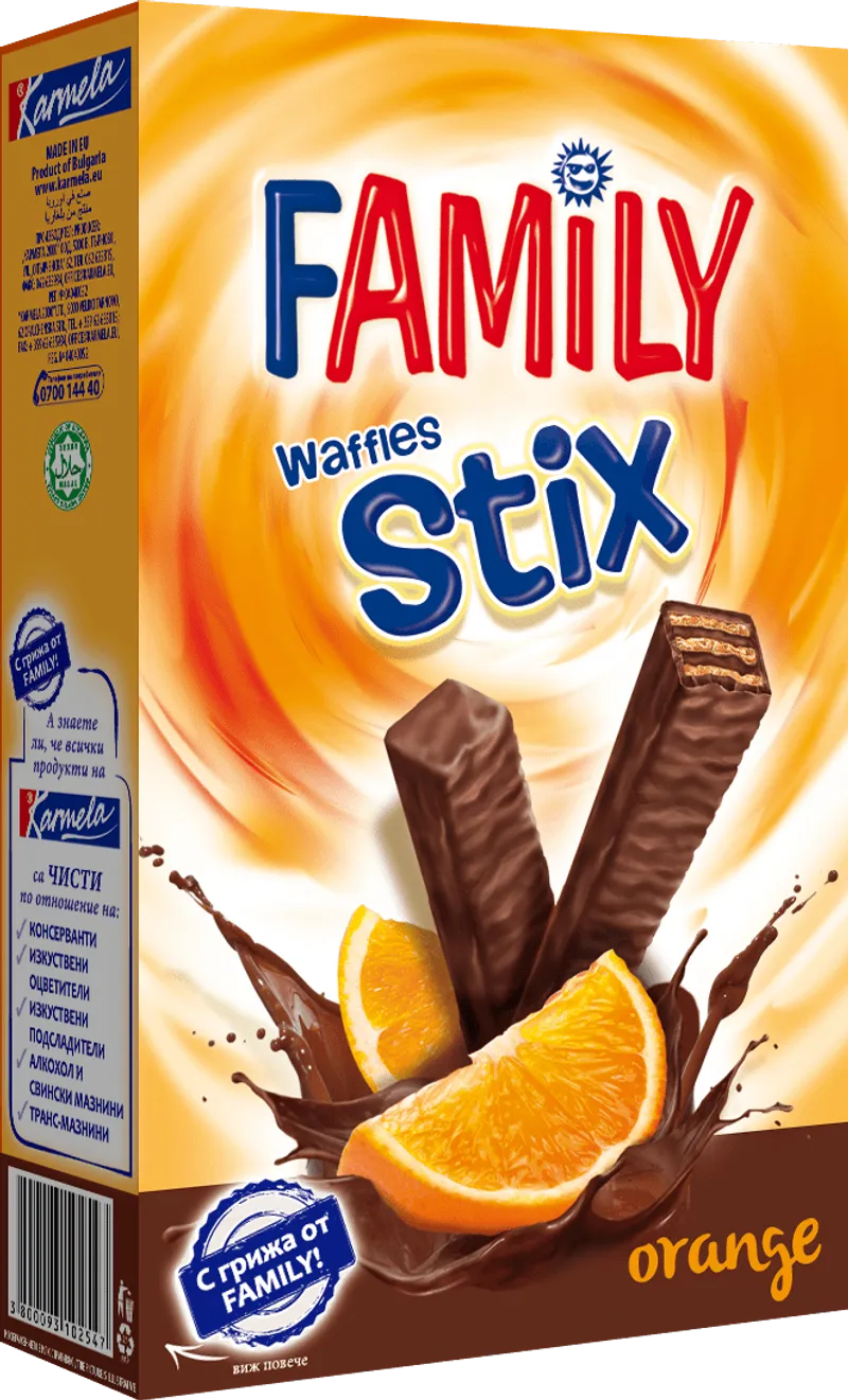 Вафли FAMILY Stix портокал 155 г