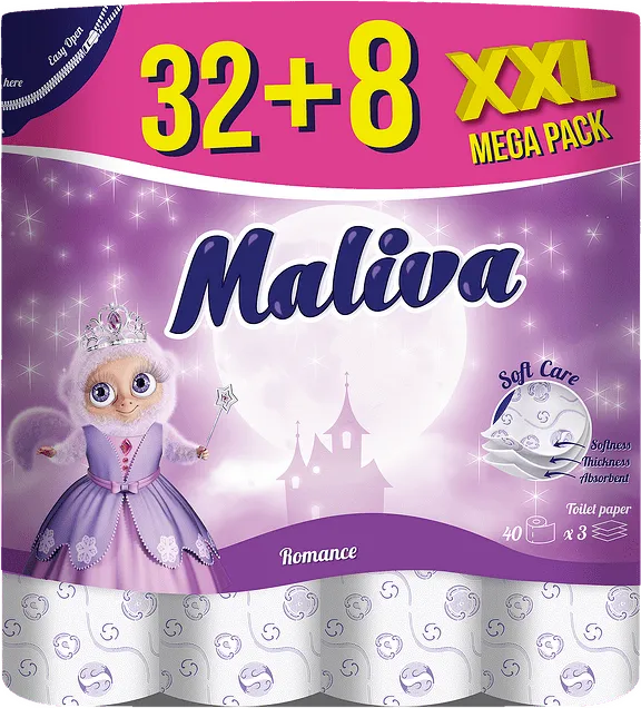 Тоалетна хартия MALIVA Romance 3пл. 32+8бр