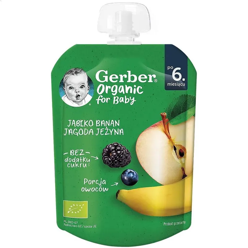 Пауч GERBER Organic Ябълкa  Банан Къпина 80г.