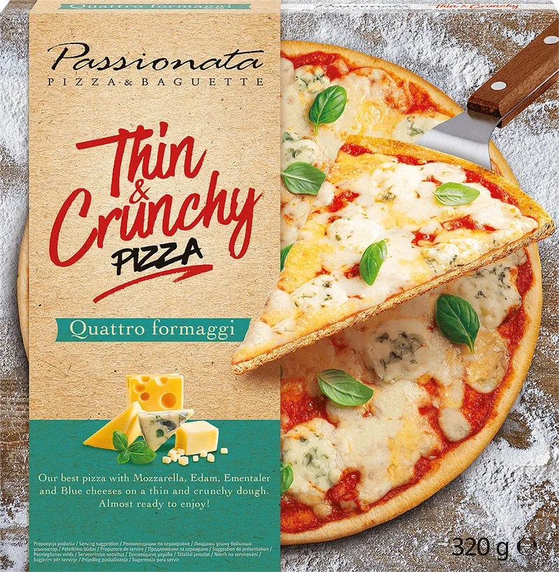 Замразена Пица Passionata Thin & Crunchy Quattro Formaggi 320 г