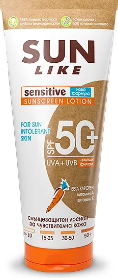 Слънцезащитен лосион SUN LIKE Sensitive SPF 50+, 200 мл.