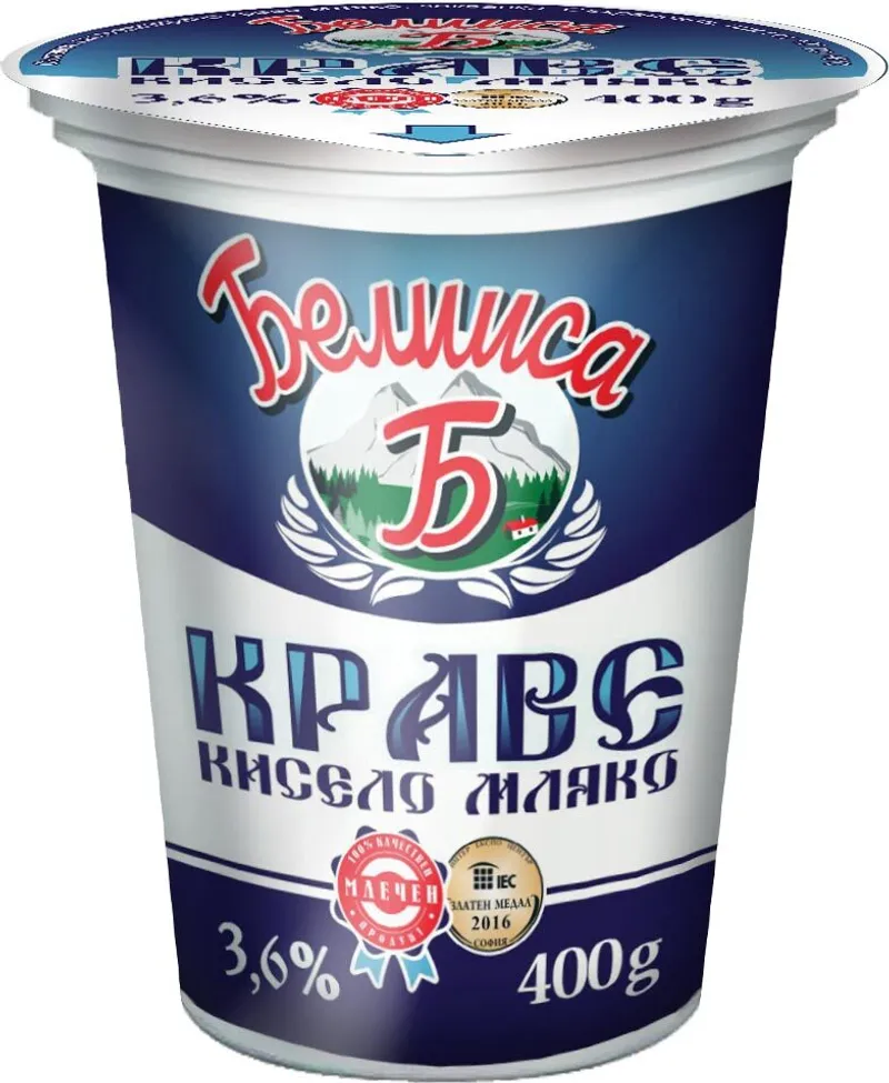 Кисело мляко БЕЛИИСА 3.6% 400 гр.
