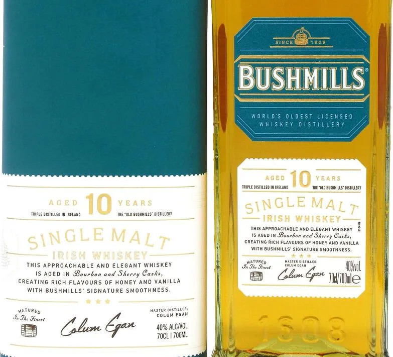 Ирландско уиски BUSHMILLS Single Malt 10 год. 40% алк. 700 мл