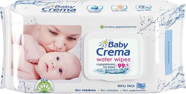 Мокри кърпи BABY CREMA с капак 99% вода 72 броя