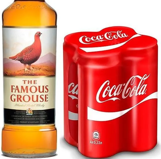 Уиски FAMOUS GROUSE 40% алк. 700 мл + 4 бр. Coca-Cola 330 мл