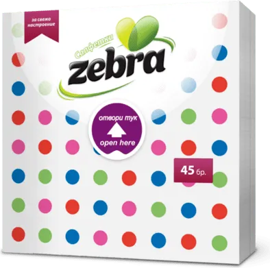 Салфетки ZEBRA еднопластови, 33х33см , 45 бр в опаковка