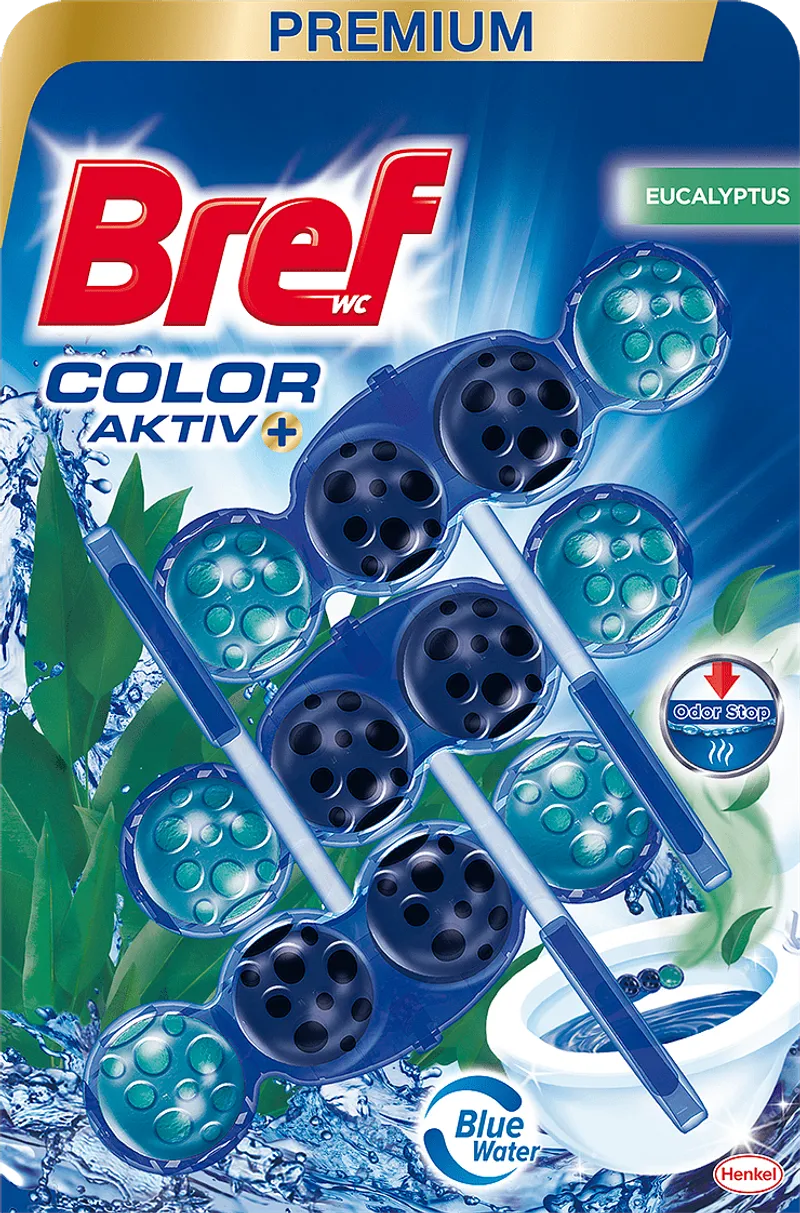 WC блок BREF Color Aktiv+ Eucalyptus Blue Water 3x50 г