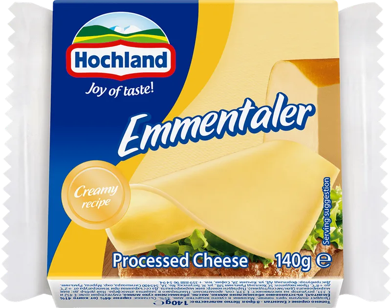Топено сирене HOCHLAND ементал слайс 140 г