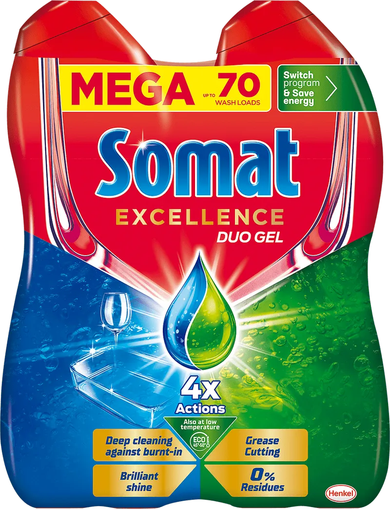 Гел за съдомиялна SOMAT Excellence Duo gel 2x630 мл.