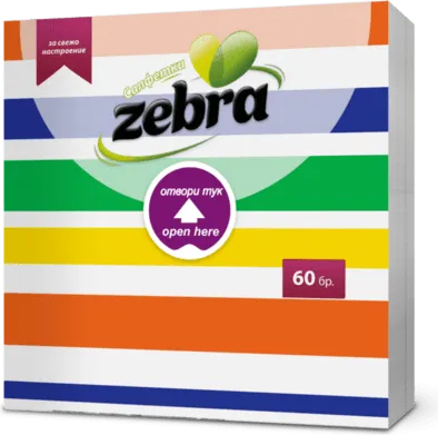 Салфетки ZEBRA, еднопластави 33х33 см, 60 бр.