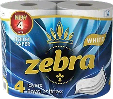 Тоалетна хартия ZEBRA White 4 пл. 4 бр.