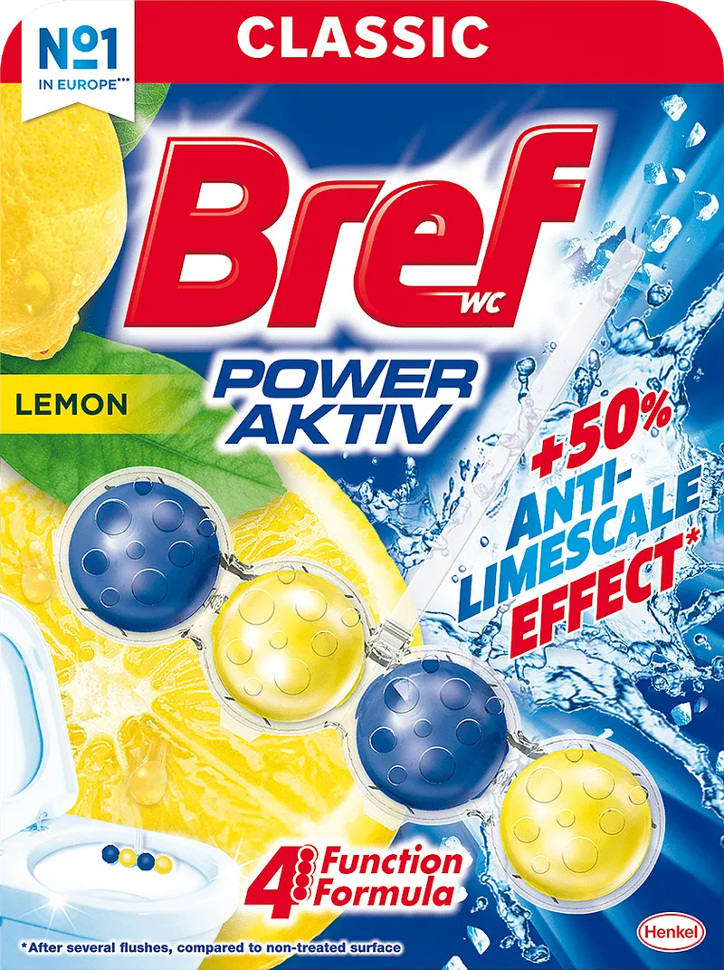 Ароматизатор за тоалетна BREF Power Aktiv Lemon 50 г
