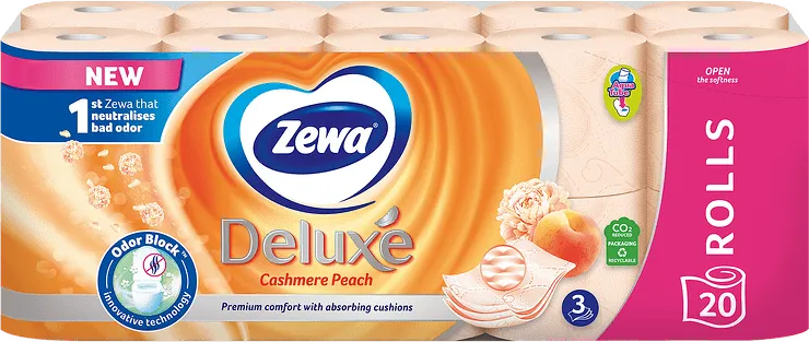 Тоалетна хартия ZEWA Deluxe Cashmere Peach 100% цел. 3 пл. 20 бр.