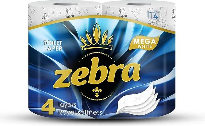 Тоалетна хартия ZEBRA White Mega 3 пласта 4 броя