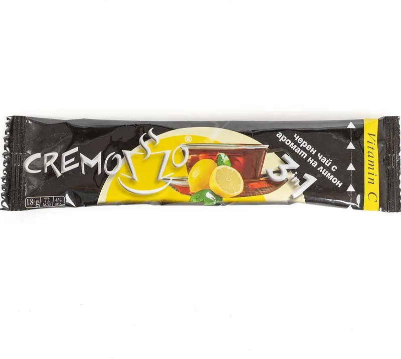 Разтворим .чай CREMOZZO 3в1 черен с лимон 18г