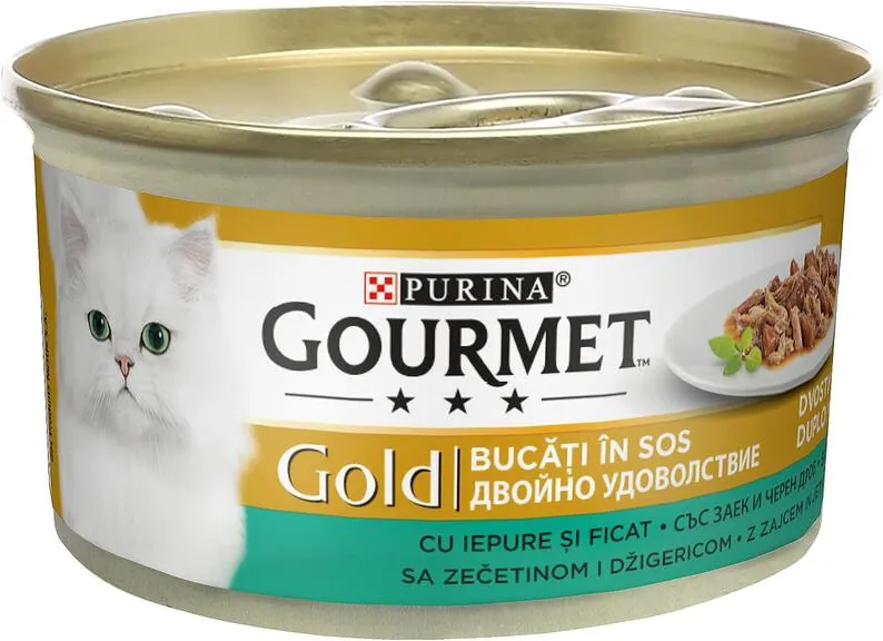 Пастет за котки GOURMET GOLD заек, дроб 85 гр.