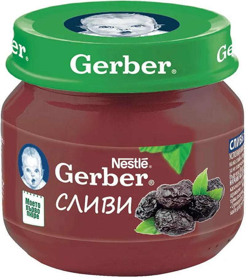 Nestlé GERBER ® Пюре Сливи, Моето първо пюре, бурканче, 80 g