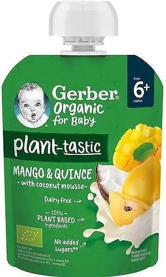 Пауч GERBER Organic манго и дюля с кокосов мус 80 г