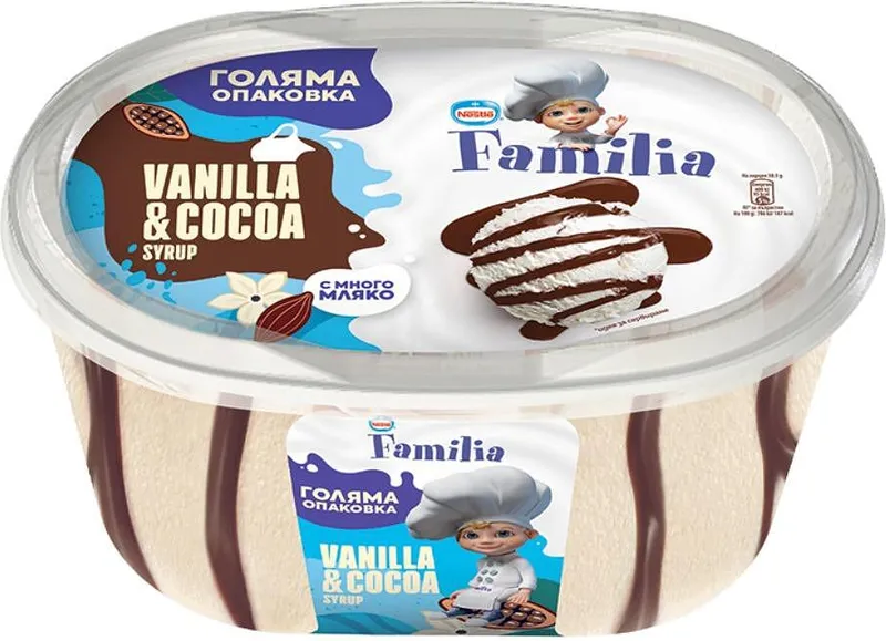 Сладолед FAMILIA GRAND ванилия, какаов сироп 461 гр.