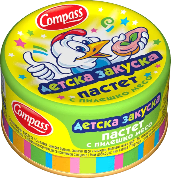 Пастет COMPASS детска  закуска пилешко месо 100 г