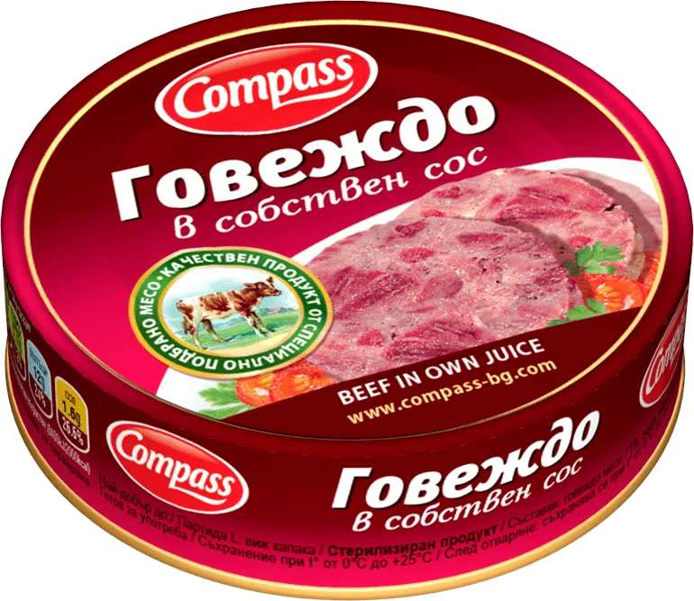 Говеждо COMPASS в собствен сос 180 г