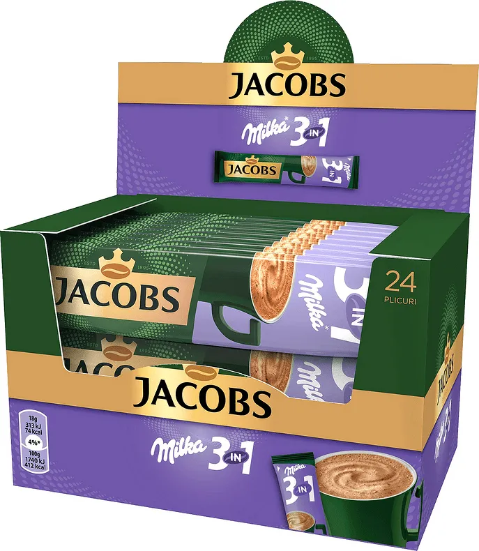 Разтворимо кафе JACOBS 3in1 Milka 18 г