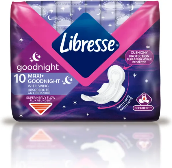 Дамски превръзки LIBRESSE Maxi Goodnight 6 капки 10 бр.