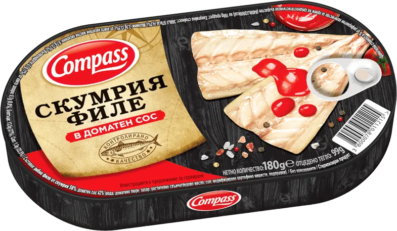 Скумрия филе COMPASS доматен сос 180 г