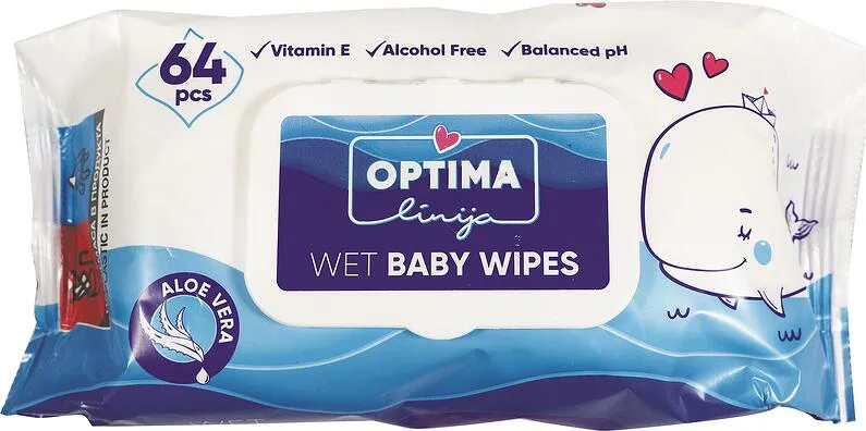 Мокри кърпи OPTIMA LINIJA Baby с капак 64 бр.