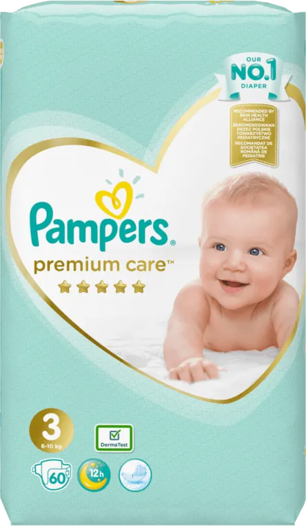 Бебешки пелени PAMPERS Premium Midi 6-10кг 60 бр.