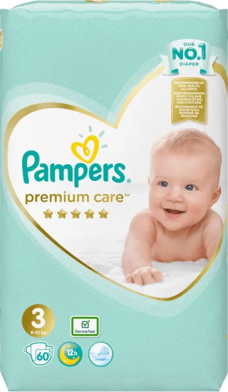 Бебешки пелени PAMPERS Premium Midi 6-10кг 60 бр.