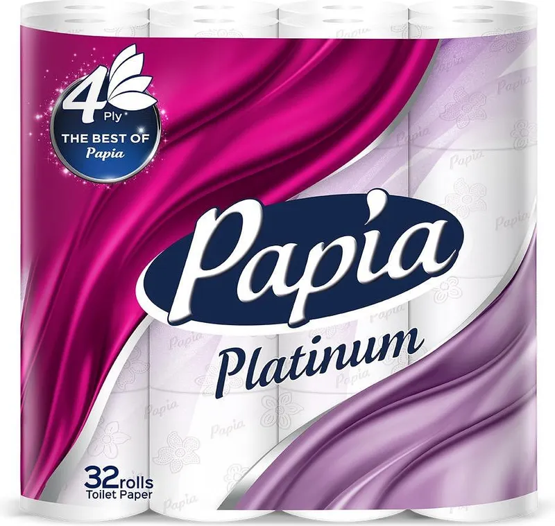 Тоалетна хартия PAPIA Platinum бяла, 4 пласта, 32 бр.