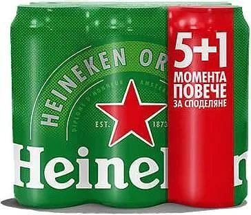 Бира HEINEKEN мултипак кен 5+1 500 мл