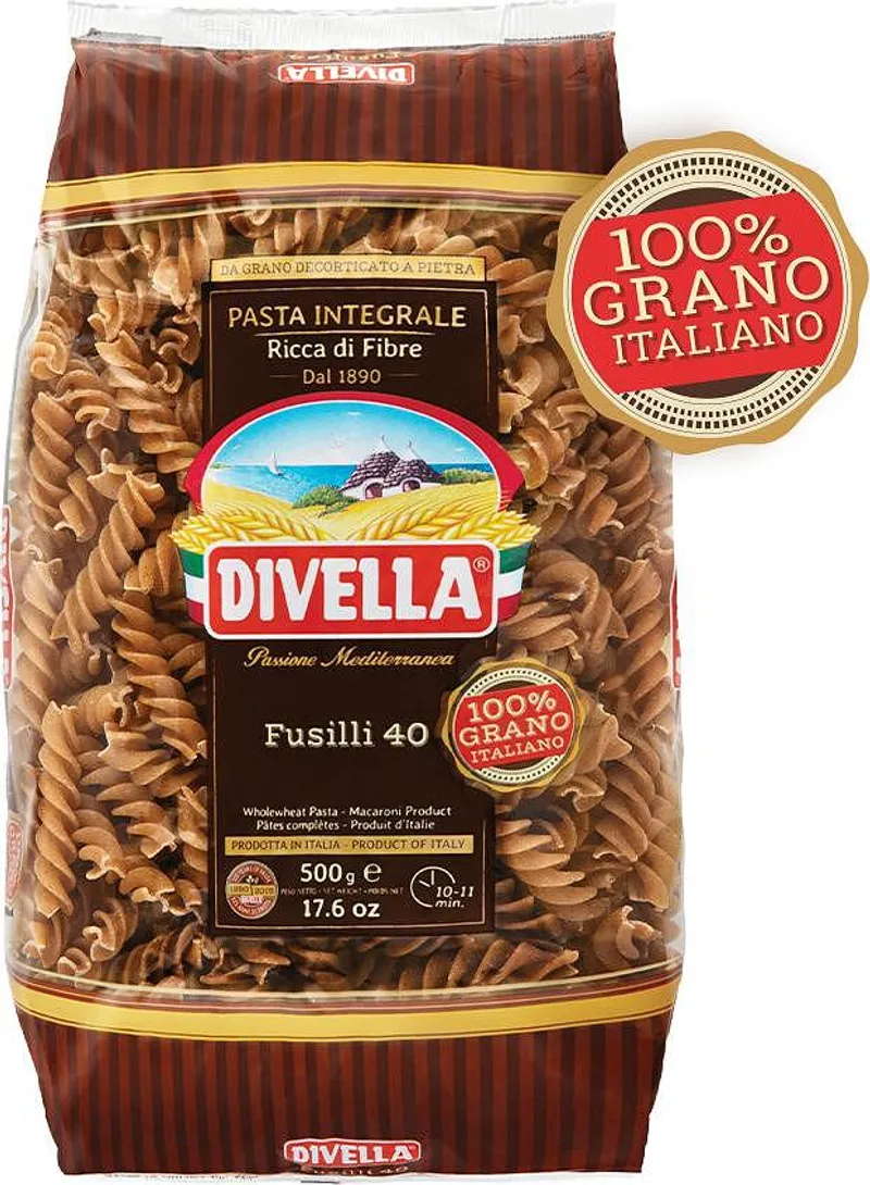 Макарони DIVELLA Fusilli 40 пълнозърнести 500 гр.