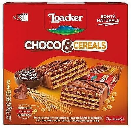 Вафла LOACKER choco cereals 4x25 гр.