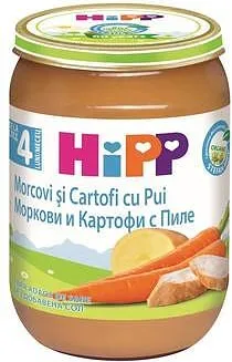 Пюре HIPP Bio морк.,картоф,пиле 190гр