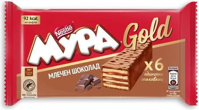 Вафли МУРА Gold млечен шоколад 6x18 гр.