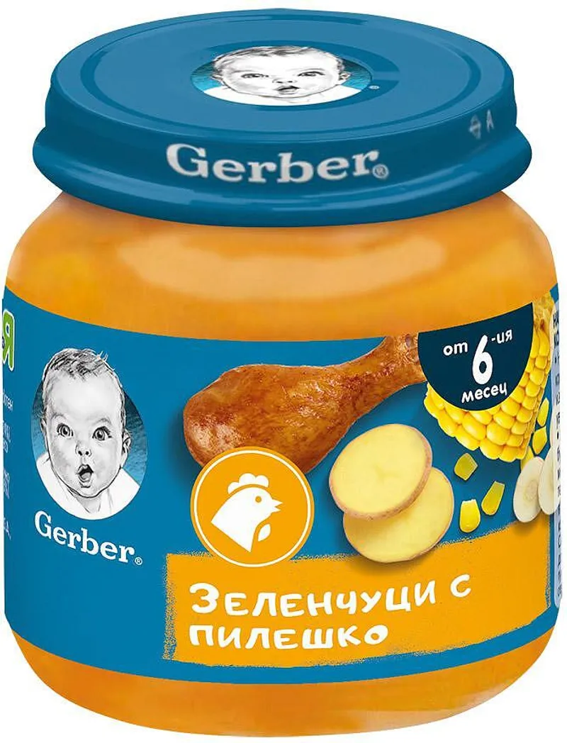 Nestlé GERBER ® Пюре Зеленчуци с пилешко, от 6-ия месец, бурканче, 125g