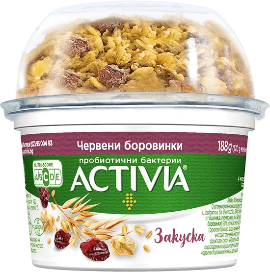 ACTIVIA закуска с червени боровинки и мюсли 170 г