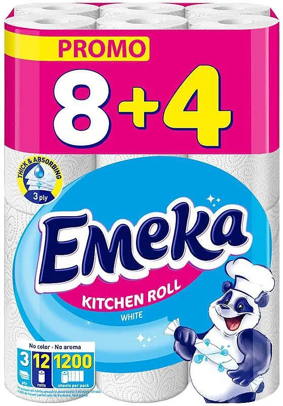Кухненска ролка EMEKA White 100% цел. 3 пл. 8+4 бр.