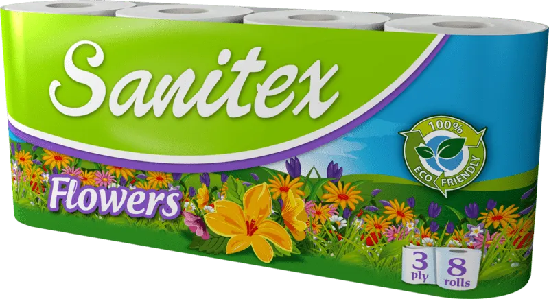 Тоалетна хартия SANITEX Flowers 8 броя